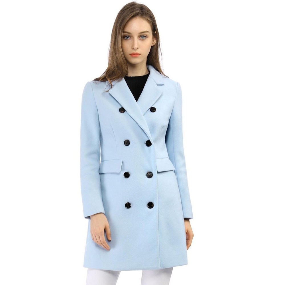 Blue Double Breasted Winter Overcoat NWOT XL - Picture 2 of 10